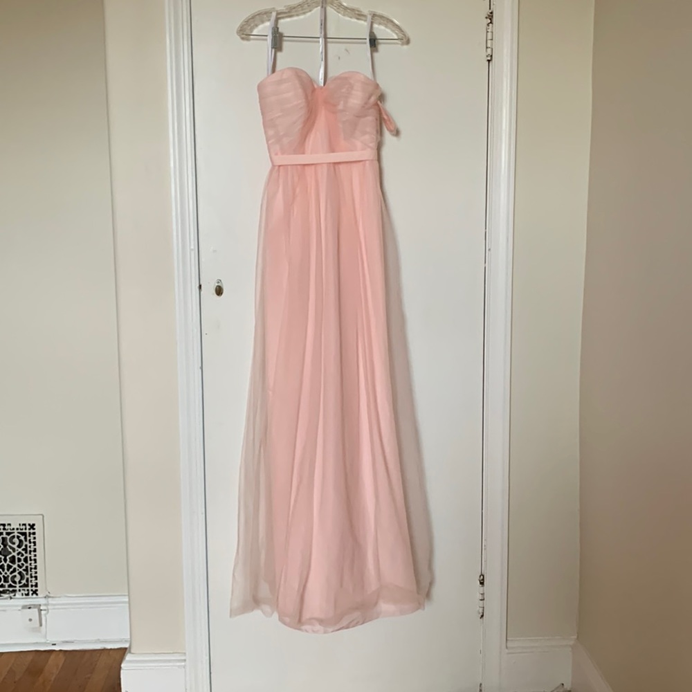 NEW Long Strapless Davids Bridal Bridesmaid Dress - Petal Pink - Size 4